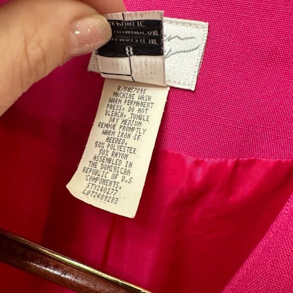 Vintage Lauren Gray Barbie Pink Single Button Boxy Blazer Jacket Size 8 - Picture 4 of 5